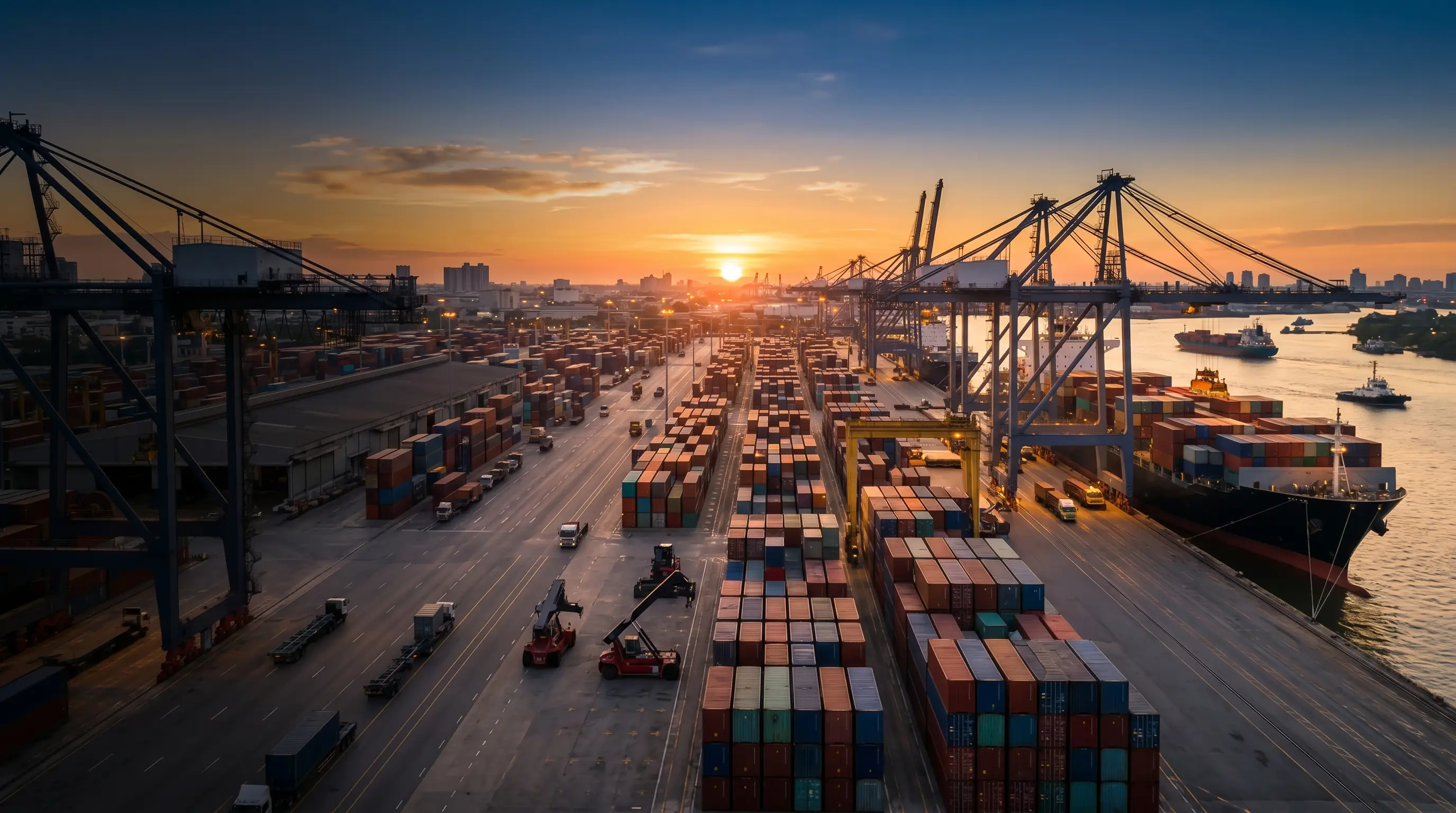 Nexport India export and import company shipping containers at port worldwide